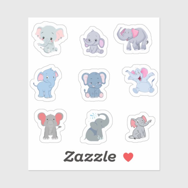 Cute Elephant Stickers (Sheet)