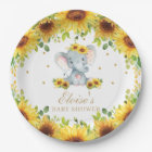 Cute Elephant Sunflower Baby Shower Birthday Party
