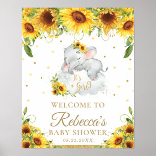 Cute Elephant Sunflower Baby Shower Welcome Sign
