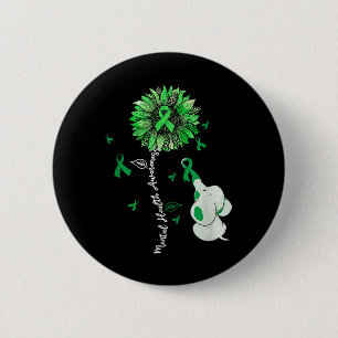Cute Elephant Sunflower Mental Health Awareness 6 Cm Round Badge