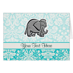 Cute Elephant; teal