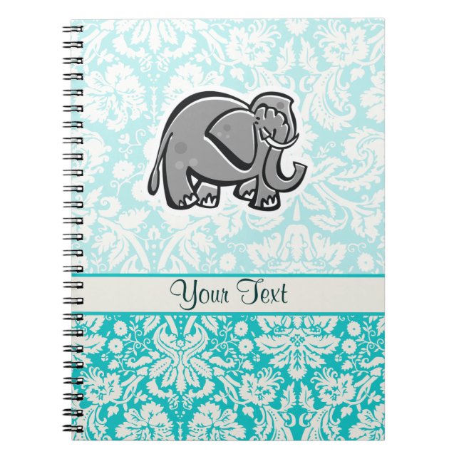 Cute Elephant; teal Notebook (Front)