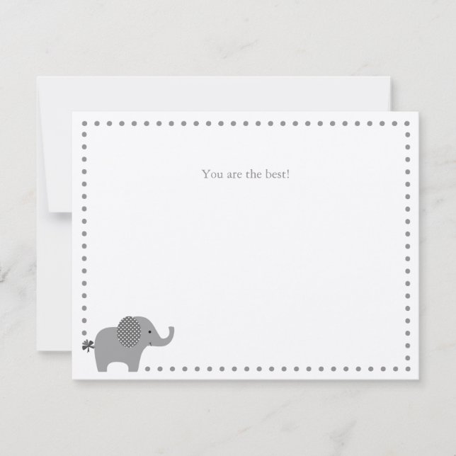 Cute Elephant Thank You Note Card (Front)