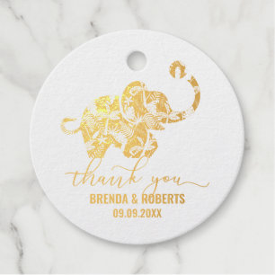 Cute elephant thank you typography favour tags