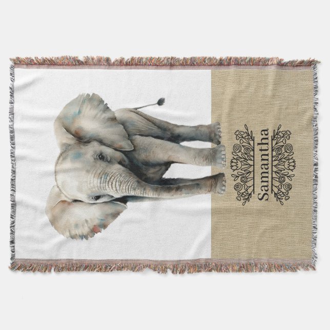 Cute Elephant Throw Blanket (Front)