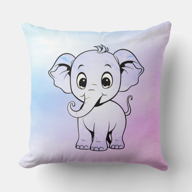 Cute Elephant Throw Pillow (Front)