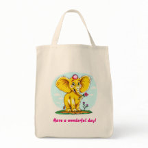 Cute Elephant Tote Bag – “Have a Wonderful Day!”