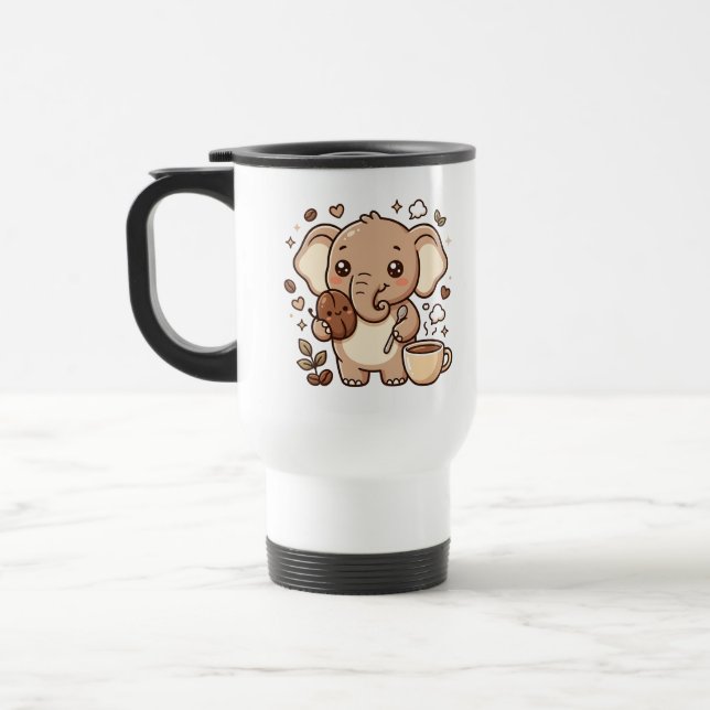 Cute Elephant Travel Mug Kawaii Coffee (Left)