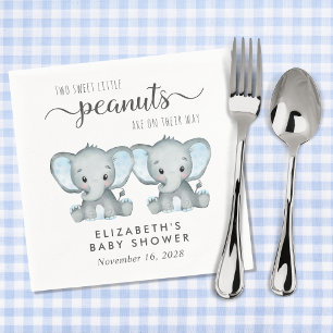 Cute Elephant Twin Boys Baby Shower Napkin
