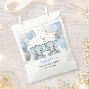 Cute Elephant Twin Boys Balloon Baby Shower Favour Bags