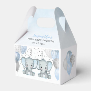 Cute Elephant Twin Boys Balloon Baby Shower Favour Box