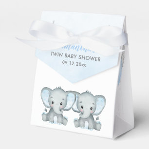 Cute Elephant Twin Boys Balloon Baby Shower Favour Box