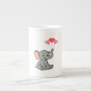 Cute elephant valentine's day bone china mug