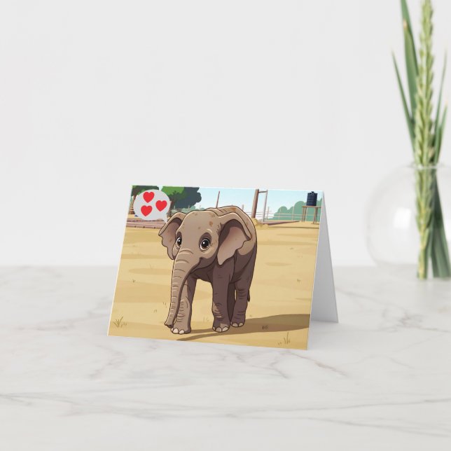 Cute elephant Valentine's Day card (Front)