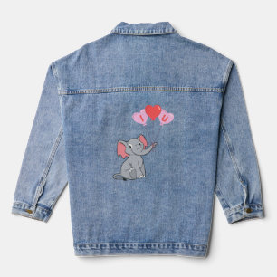 Cute elephant valentine's day denim jacket