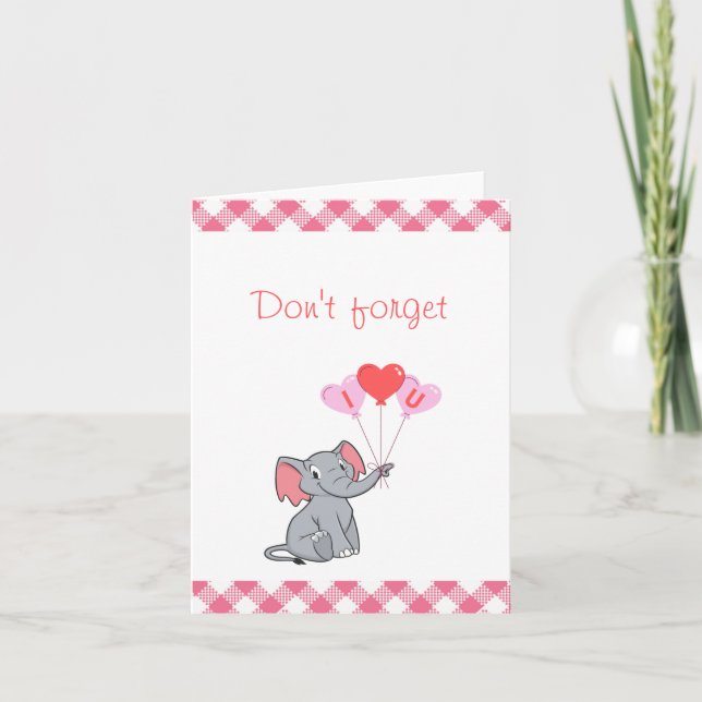 Cute elephant valentine's day  holiday card (Front)