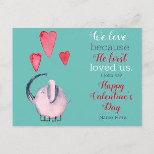 Cute Elephant Valentine's Day Postcard