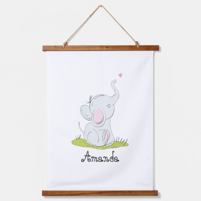 Cute elephant Wall Tapestry (Front)