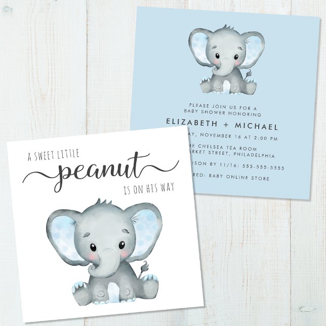Cute Elephant Watercolor Baby Boy Couples Shower Invitation (Creator Uploaded)