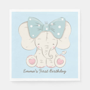 Cute Elephant with a Bow. Napkin