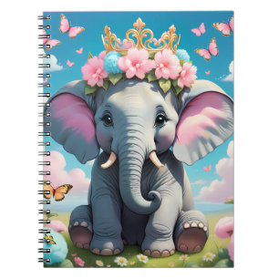Cute Elephant with a flower crown Notebook