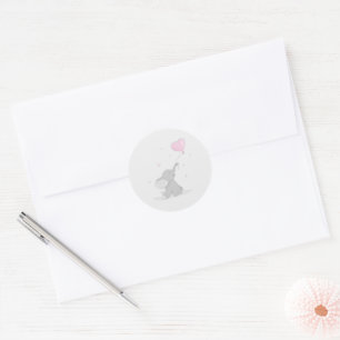 Cute Elephant with Balloon Baby Shower Classic Round Sticker