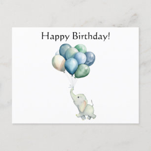 Cute Elephant with Balloons Postcard