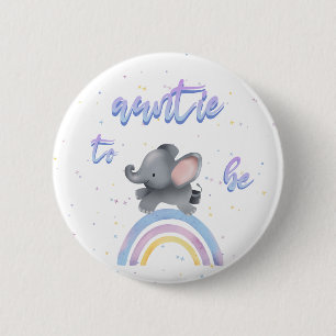 Cute Elephant with Colourful Rainbow Auntie-to-be 6 Cm Round Badge
