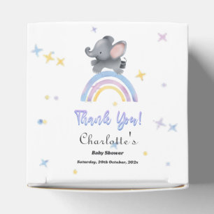 Cute Elephant with Colourful Rainbow Baby Shower Favour Box