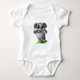 Cute Elephant with Flower Baby Bodysuit