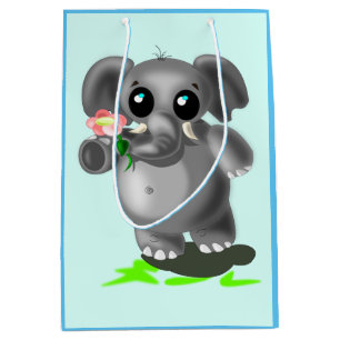 Cute Elephant with Flower Gift Bag - Customisable