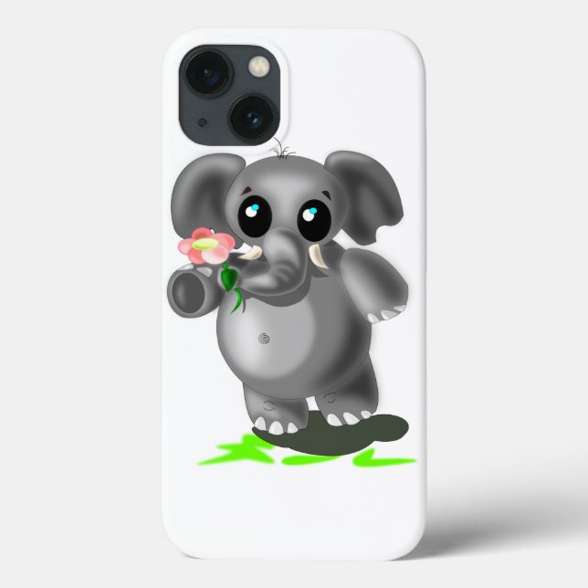 Cute Elephant with Flower iPhone Case (Back)