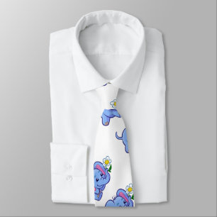 Cute Elephant with Flower Jungle Animal Kids Tie
