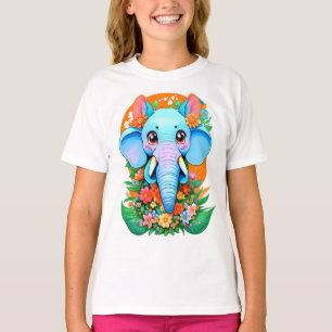 Cute Elephant with Flowers T-Shirt