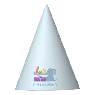 Cute Elephant with Gifts Birthday Party Hat