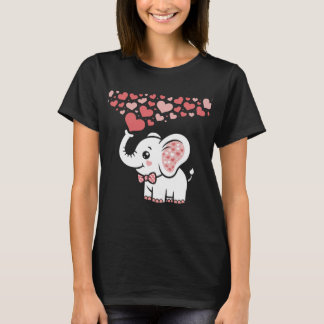 Cute Elephant with Hearts Illustration T-Shirt