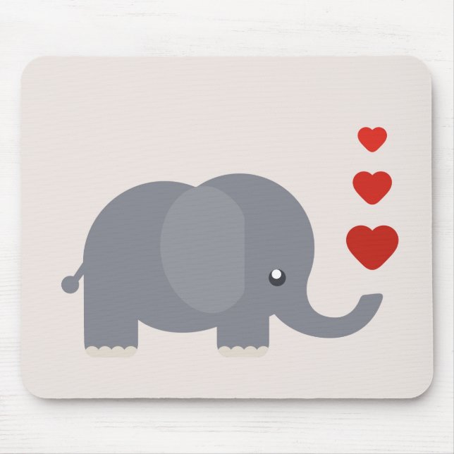 Cute elephant with hearts whimsical love mouse mat (Front)