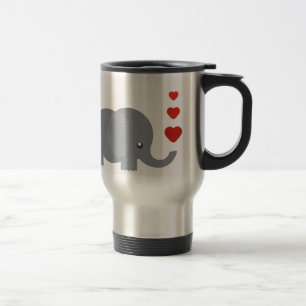 Cute elephant with hearts whimsical love travel mug