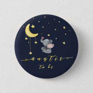 Cute Elephant With Little Butterfly Auntie-to-be 6 Cm Round Badge