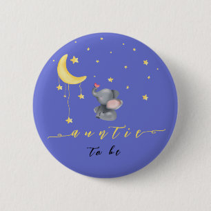 Cute Elephant With Little Butterfly Auntie-to-be 6 Cm Round Badge