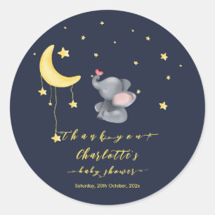 Cute Elephant With Little Butterfly Baby Shower Classic Round Sticker