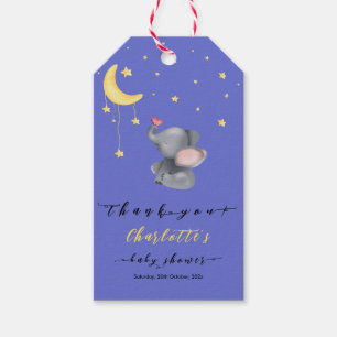 Cute Elephant With Little Butterfly Baby Shower Gift Tags