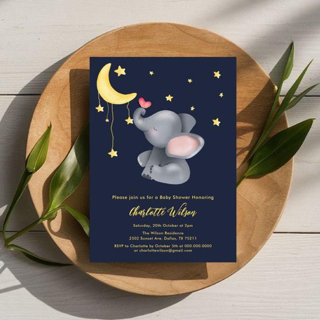 Cute Elephant With Little Butterfly Baby Shower Invitation (Creator Uploaded)