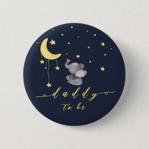 Cute Elephant With Little Butterfly Daddy-to-be 6 Cm Round Badge