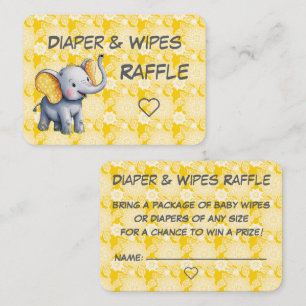 Cute Elephant with Yellow Polka Dots Baby Raffle Enclosure Card