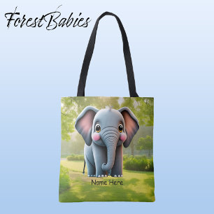 Cute Elephant Woodland Animal Kid Cartoon Graphic  Tote Bag