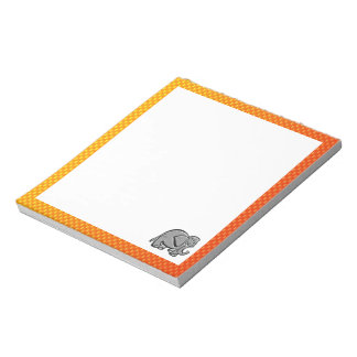 Cute Elephant; Yellow Orange Notepad