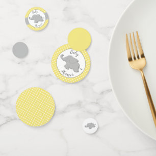 Cute Elephant Yellow Polka Dot Baby Shower Confetti