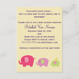 Cute elephants baby shower invitation