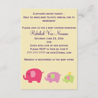 Cute elephants baby shower invitation